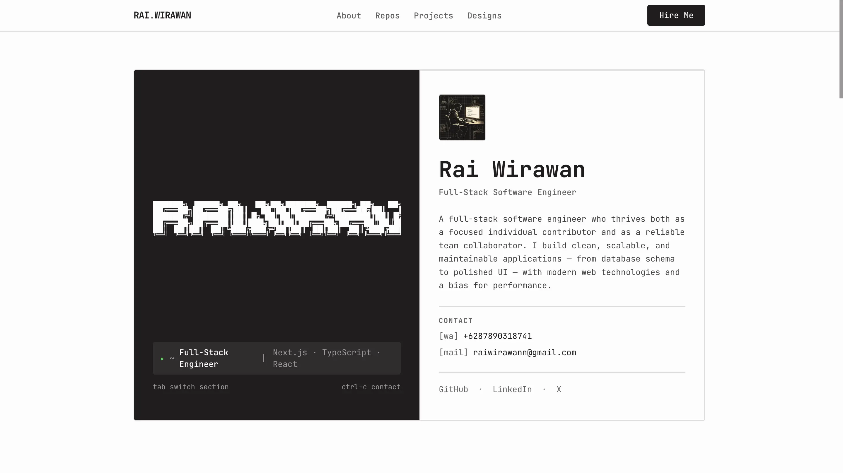 Screenshot of Rai Wirawan — Personal Portfolio